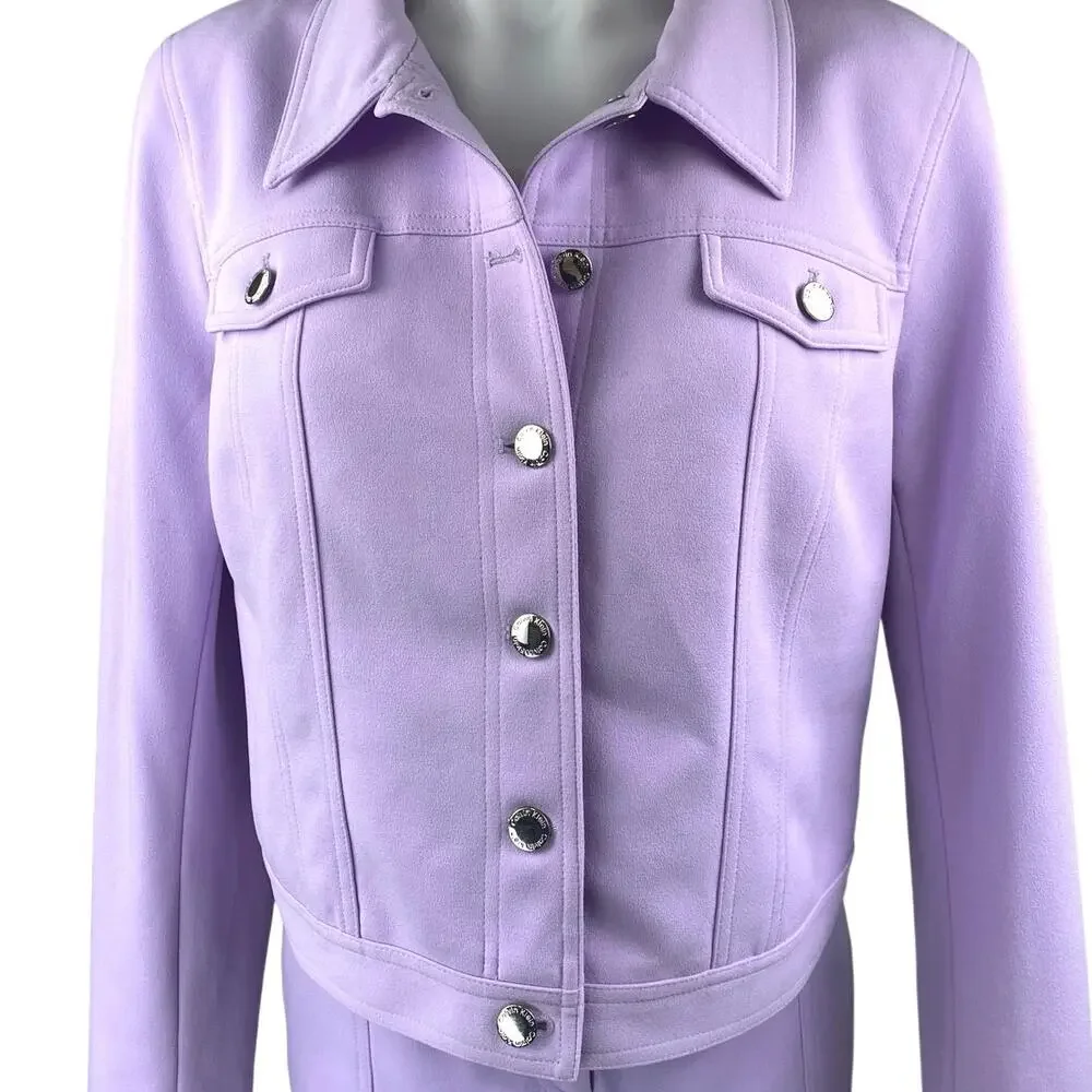 Calvin Klein Purple Lilac Long Sleeve Button Down Blazer Mini Skirt 2 Pc Set 14